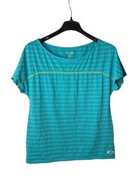 Oakley Womens Top Size M Striped Blue Yellow